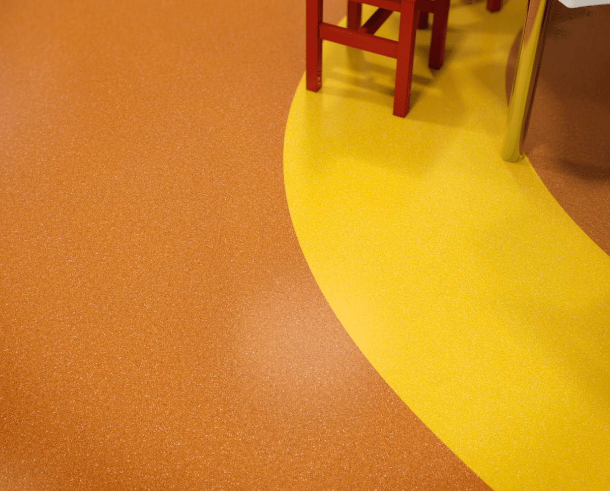 Linoleum Boden in Gelb und Orange